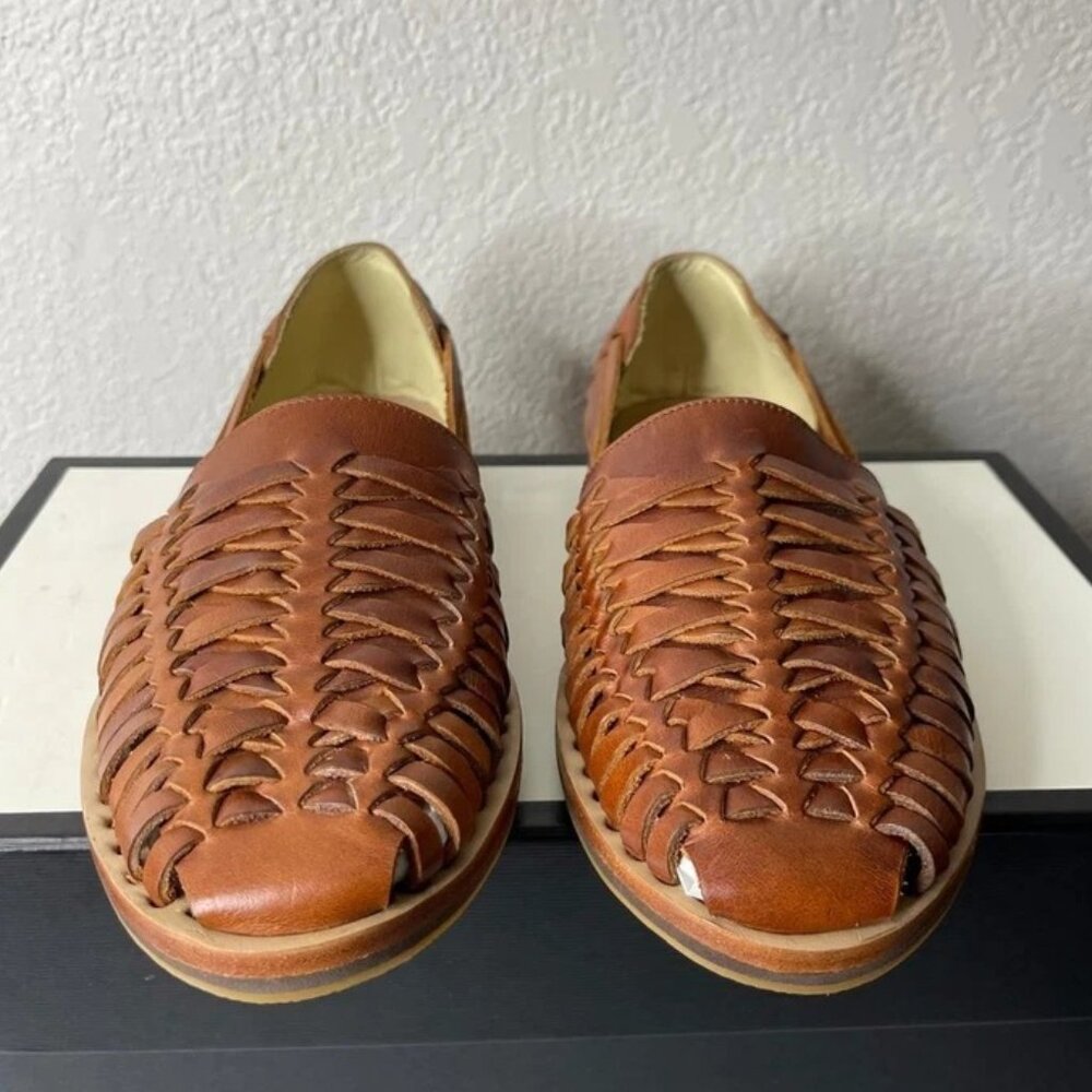 Nisolo Huarache Sandal Woven Brown Leather Flat Slip On Women's Size 9